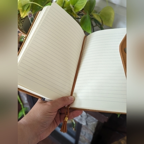 NWT Tan Leather Ruled Sheet Boho Minimalist Diary Journal Notebook - Picture 5 of 12